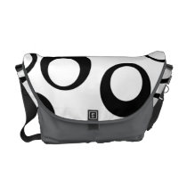 Black and White Retro Circles Pattern. Messenger Bags