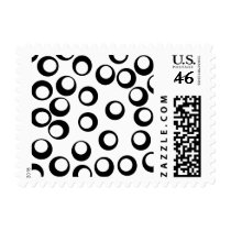 Black and White Retro Circles Pattern. Postage