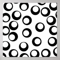 Black and White Retro Circles Pattern. Poster