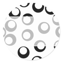 Black and White Retro Circles Pattern. Round Stickers