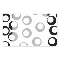 Black and White Retro Circles Pattern. Rectangle Stickers