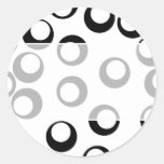 Black and White Retro Circles Pattern. Round Stickers