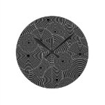 Black and White Retro Circles Pattern Wall Clocks