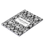 Black And White Retro Floral Damasks Pattern notebooks