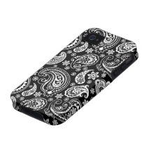 Black And White Retro Paisley Ham Pattern Case-Mate iPhone 4 Cover