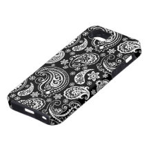 Black And White Retro Paisley Ham Pattern iPhone 5 Cases