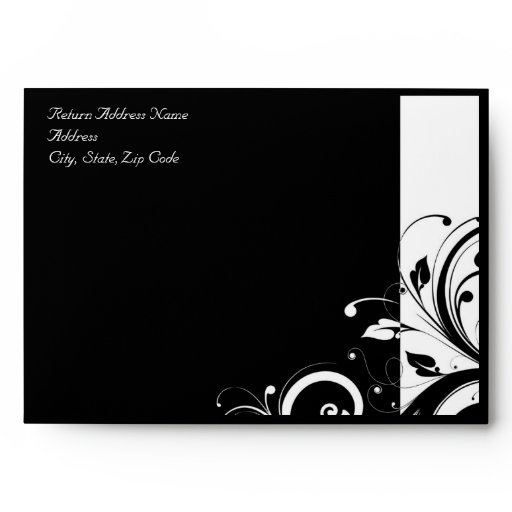 Black and White Reverse Swirl BLACK Envelope Zazzle