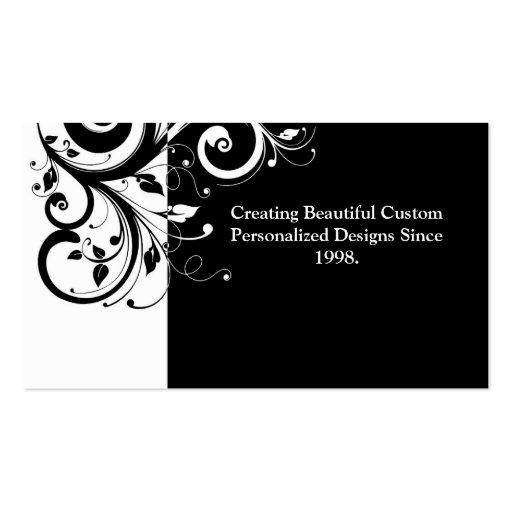 Black and White Reverse Swirl Business Cards (back side)