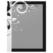 Black and White Reverse Swirl Letterhead
