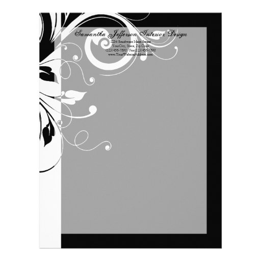 Black and White Reverse Swirl Letterhead Zazzle