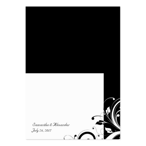 Black and White Reverse Swirl Place-Cards, Written Business Cards (front side)