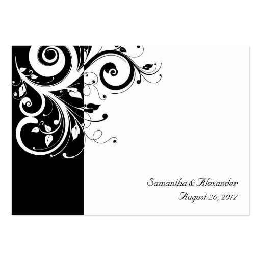 Black and White Reverse Swirl PlaceCards, Written Business Card