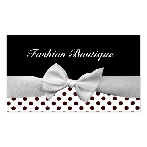 Black and white ribbon and polka dots business card templates (front side)