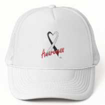 Black And White Ribbon Awareness Design hats