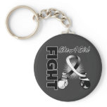 Black and White Ribbon Fight Like A Girl keychains