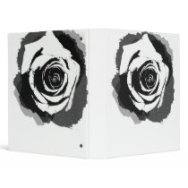 Black and white rose graphic 3 ring binder