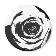 Black and white rose graphic magnet