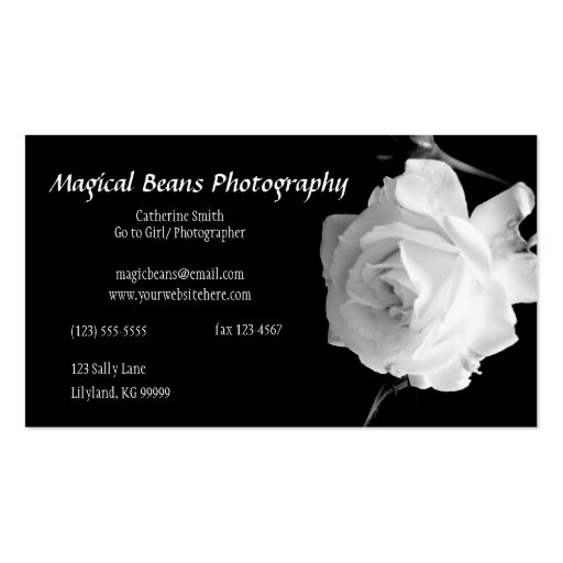 Black and White Rose Profile Business Card (front side)
