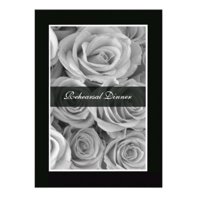 Black and White Rose Rehearsal Dinner Invitation