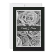 Black and White Rose Wedding Invitation