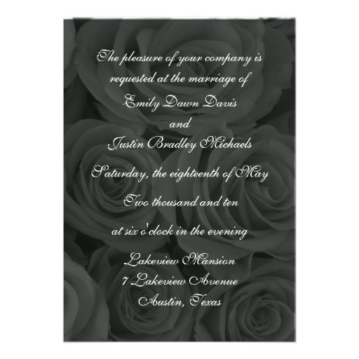 Black and White Rose Wedding Invitation