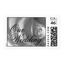 Black And White Rose Wedding Postage