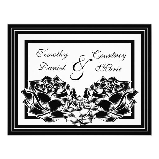 Black and White Roses Custom Announcements