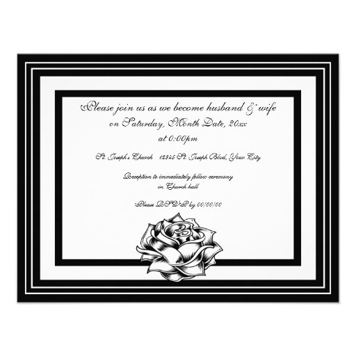Black and White Roses Custom Announcements