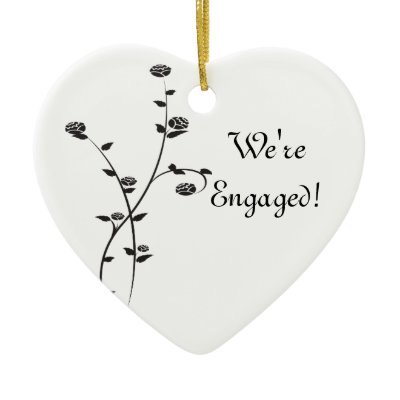 Black and White Roses Engagement Ornament