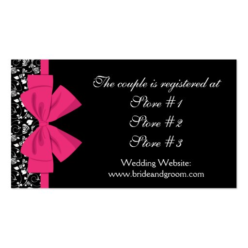 Black and White Roses Pink Bow Business Cards (back side)