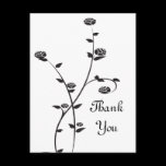 Black and White Roses Thank You Postcard