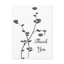 Black and White Roses Thank You postcards