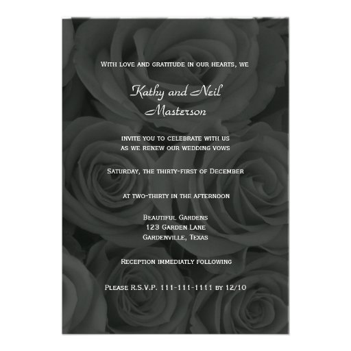 Black and White Roses Vow Renewal Invitation