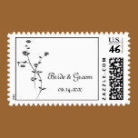 Black and White Roses Wedding Postage Stamp