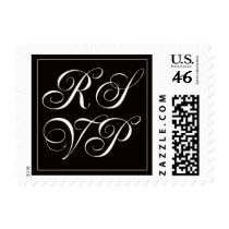 black and white RSVP Postage Stamps