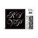 black and white RSVP postage