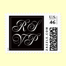 black and white RSVP stamps