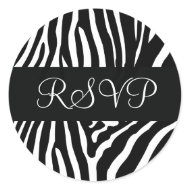 Black and White RSVP Zebra Envelope Sticker Seal sticker