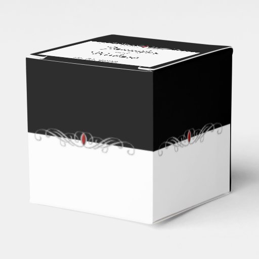 Black and White Ruby Accent Wedding Favor Box