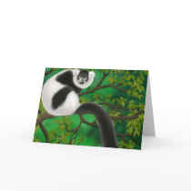 Black and White Ruffed Lemur Greeting Card by twopurringcats Black and White Ruffed Lemur Greeting Card