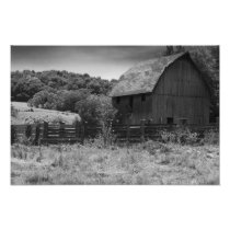 Black and White Rustic Barn Photography Print