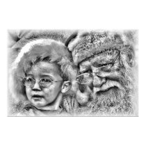 black and white santa posters