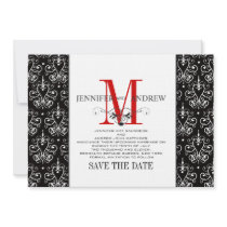 Black and White Save the Date Chandelier Damask Custom Invitations