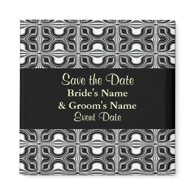 black and white save the date magnet by DonnaGraysonAbstract