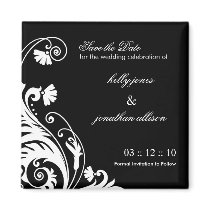 Black and White Save the Date Wedding Magnet by colourfuldesigns Black and White Save the Date Wedding Magnet