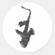 Black and white saxophone and two hands stickers