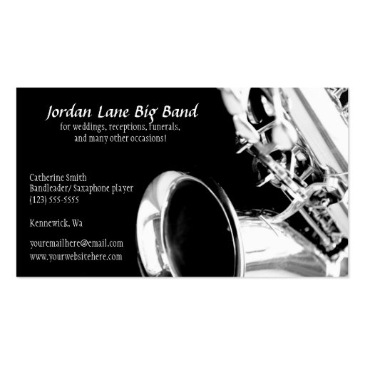 Black and White Saxophone Profile Business Card