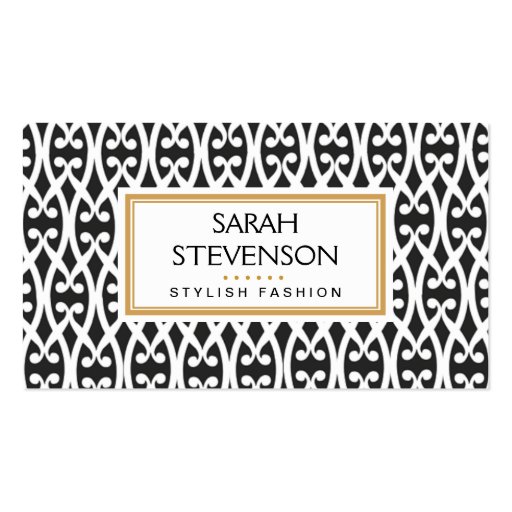 Black and White Scrolls Modern Fashion Boutique Business Card (front side)
