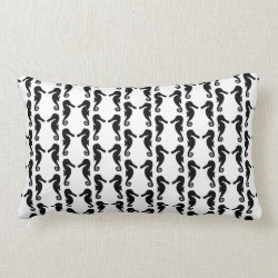 Black and White Seahorse Pattern. Throw Pillow