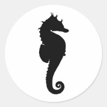 Black and White Seahorse Stickers